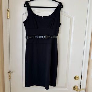 B Darlin Black Sleeveless Knit Back Zip Dress with Belt NWT Womens XL